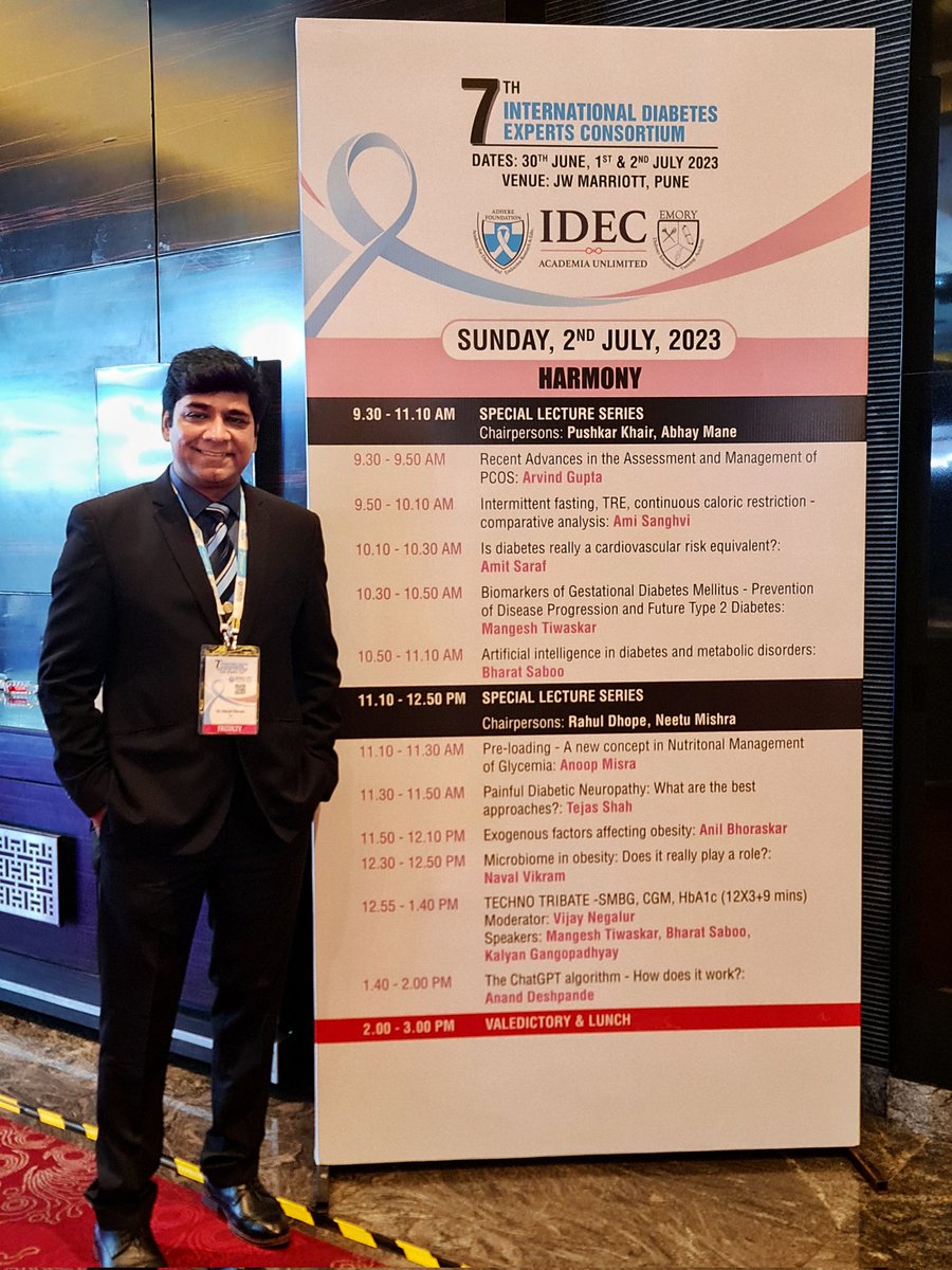 NavalVikram's tweet photo. Day 2 at the 7th International Diabetes Experts Consortium, Pune.
Delivered an invited talk on 'Microbiome in obesity: Does it really play a role? Well received and had excellent interactions.
Thank you Team IDEC for a wonderful meeting
#IDEC2023
#obesity https://t.co/sbzw842yJv