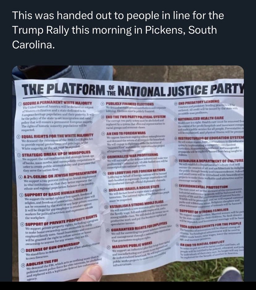 Fairandworthy's tweet photo. @LindseyGrahamSC This was handed out at the rally you attended. https://t.co/LAm3G6KUWg