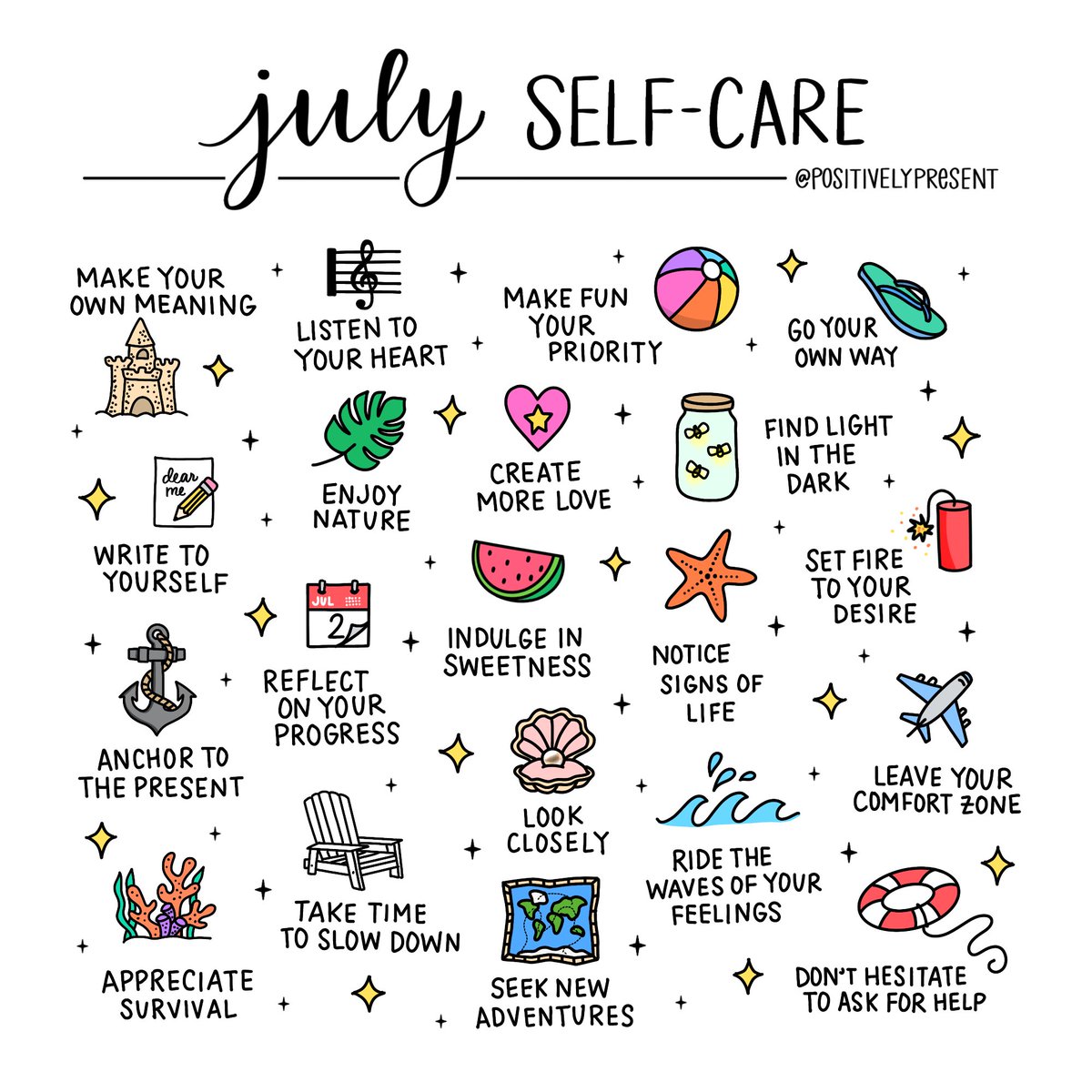 July self-care ideas. 💕