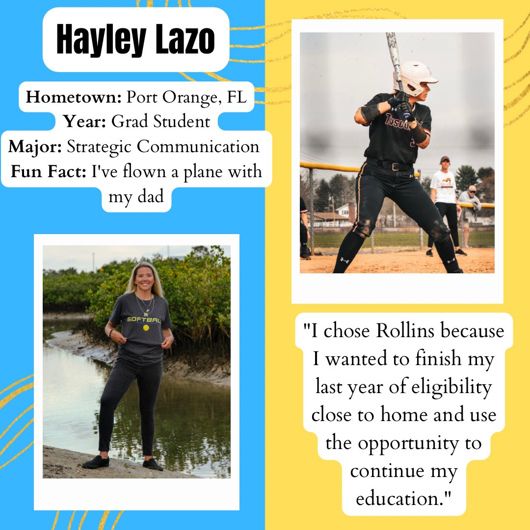 RollinsSoftball's tweet photo. Let’s run it back for some more newcomer introductions 😎⚓️

Welcome Hayley, Bella, Abby, and Olivia to Rollins Softball! 🥎 We are so EXCITED for y’all to get here! 

#anchordowntarup #rollinscollege #ssc https://t.co/qFxkr9xD1F