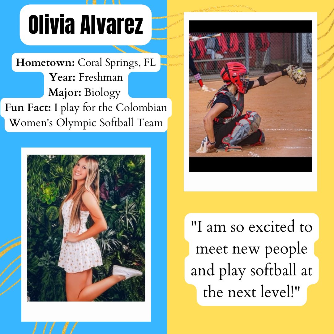 RollinsSoftball's tweet photo. Let’s run it back for some more newcomer introductions 😎⚓️

Welcome Hayley, Bella, Abby, and Olivia to Rollins Softball! 🥎 We are so EXCITED for y’all to get here! 

#anchordowntarup #rollinscollege #ssc https://t.co/qFxkr9xD1F