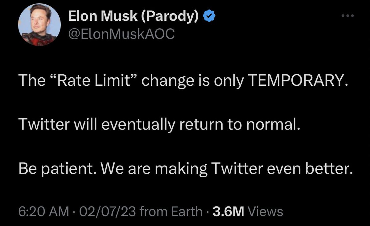 sdhrthmp's tweet image. With the kind of hasty, hare-brained decisions that #elonmusk has been making since his #twitter acquisition, it’s hard to tell which is real and which is parody…. 

#TwitterDead #TwitterIsBroken #TwitterLimits 

When reality is stranger than fiction… @elonmusk