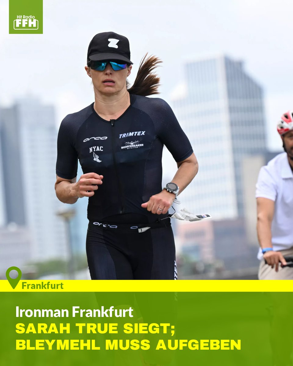 Die Amerikanerin Sarah True hat den Ironman in Frankfurt gewonnen. Nach 3,8 Kilometer Schwimmen, 180 Kilometer Radfahren und einem Marathon kam sie nach 8:54:49 ins Ziel. Die Darmstädterin Daniela Bleymehl musste aufgeben. Mehr dazu: 👉 ffh.de/link/38c423t #Ironman #Triathlon