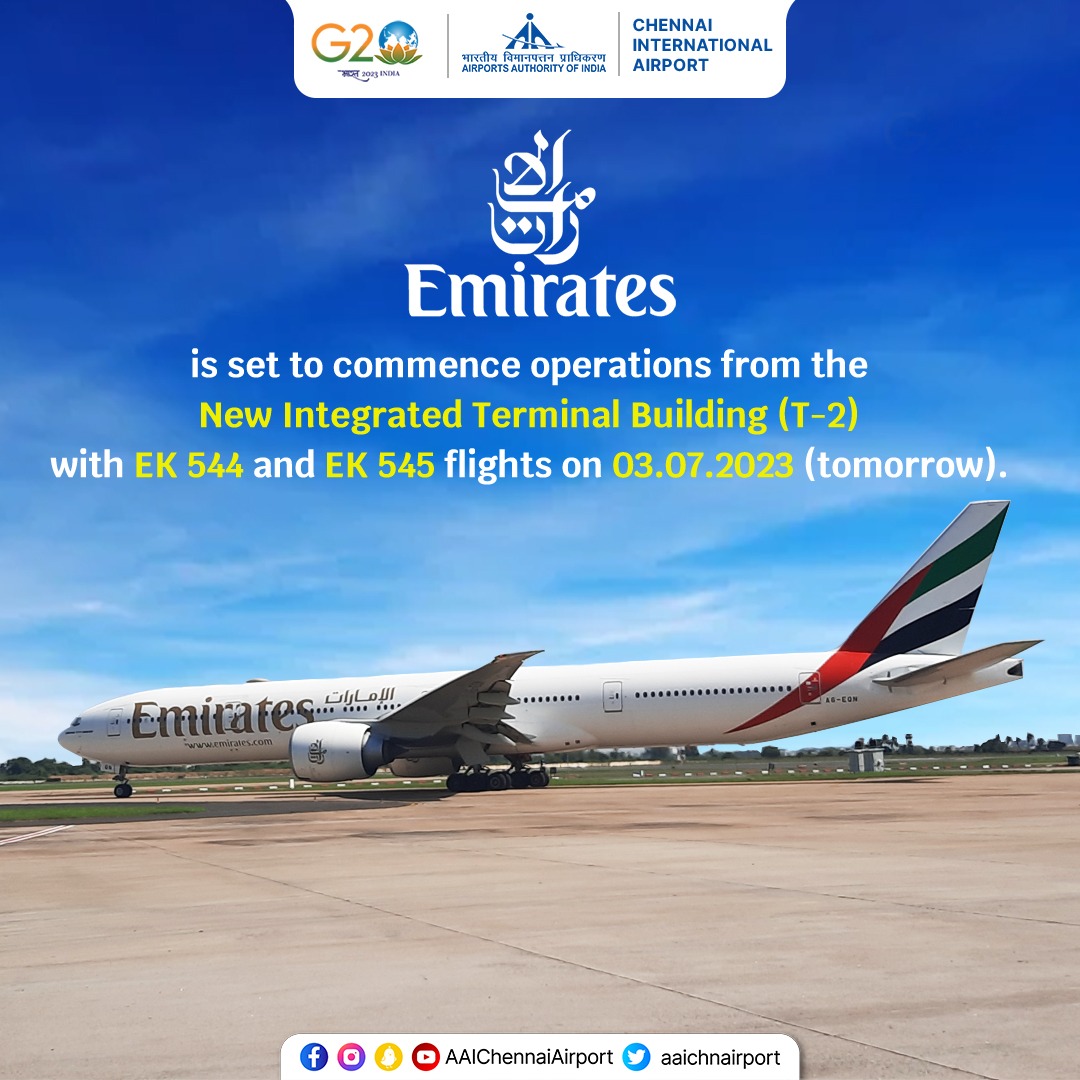 Chennai (MAA) Airport on Twitter "Update Emirates emirates will operate from the newly