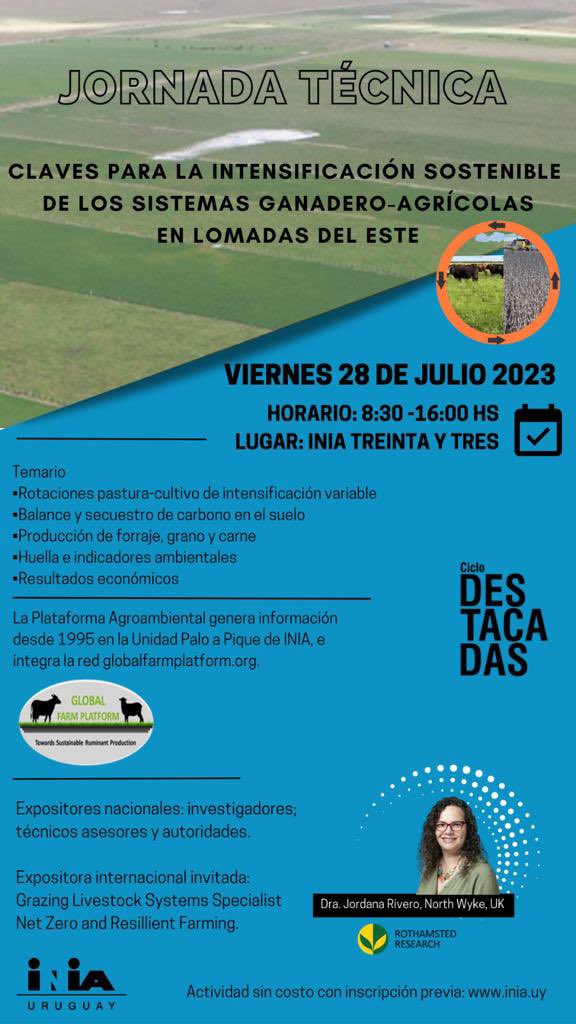 ayalaw33's tweet photo. Vaya agendando 28 DE JULIO una nueva actividad sobre Intensificación sostenible en @INIA_UY Treinta y Tres . @provirasanz @JoseATerra1 @jordanarivero https://t.co/mB1xKXZIPs