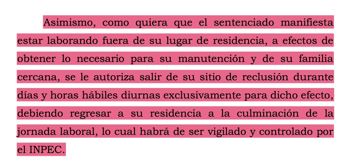 alfesac's tweet photo. Reconocimiento de condición de padre o hijo cabeza de familia de persona que trabaja para sostener el hogar, apareja el permiso de trabajo para salir del sitio de reclusión domiciliario, cumplir la labor y retornar de inmediato. Debe ser vigilado por INPEC https://t.co/TXMglYcuK8