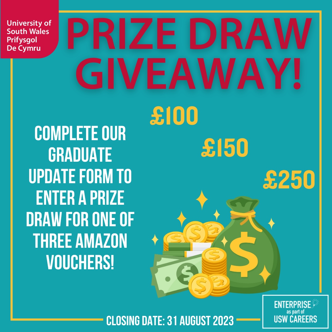 Graduating or graduating soon and running your own business or freelancing?🎓️ We’re giving you a chance to win an Amazon Gift Card in our exclusive prize draw!🛍️ 👍️Complete the form and enter now 👉️bit.ly/GraduateFreela… #USWEnterprise #USWCareers #USW