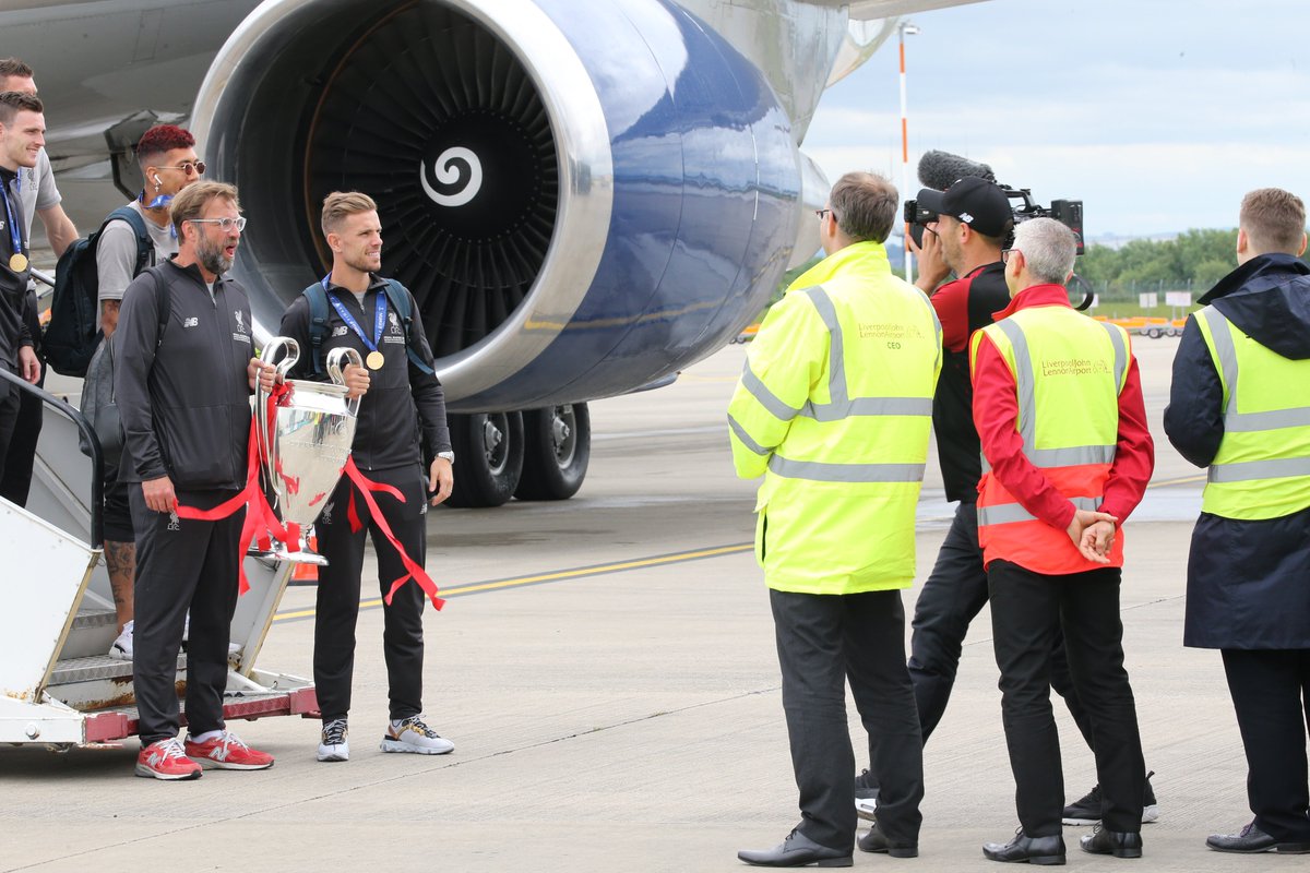 LPL_Airport's tweet photo. Jürgen Klopp and Jordan Henderson bring the European Cup back to Liverpool for a sixth time in June 2019, after the Reds saw off the challenge of Tottenham Hotspur in Madrid.
#LPL90 https://t.co/XPLvnQ75O4