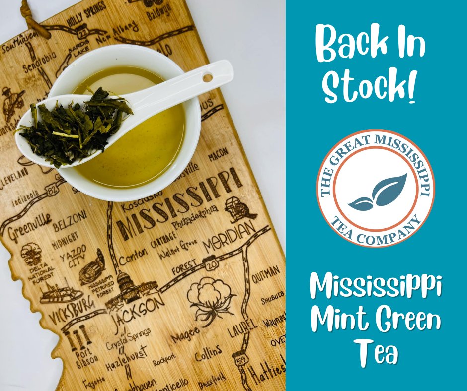 This minty warm blend with our freshly picked 100% US grown tea leaves is back in stock for 2023! Mississippi Mint is available in-store now.

Shop here:
greatmsteacompany.myshopify.com/collections/al…

#Tea #Mint #USGrown #Mississippi