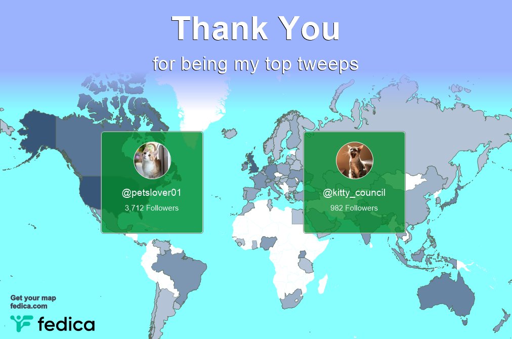 Special thanks to my top new tweeps this week @petslover01, @kitty_council