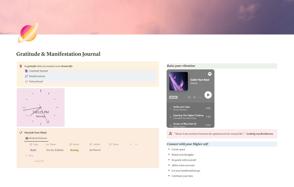 kelnotion's tweet photo. 🚀Launching the new Notion template Gratitude &amp; Manifestation journal tomorrow!!! 🪐💫✨ https://t.co/N8KsGlOnX4