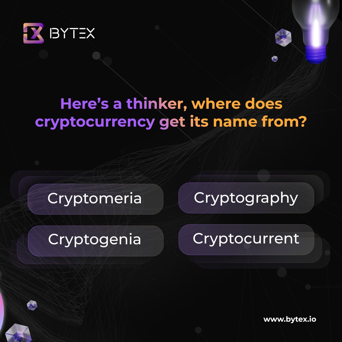 bytex_io's tweet photo. Think you know your facts? Well, as easy as this one looks, it really isn't. Comment your answers below and prove us wrong!

#Bytex #Bytexapp #cryptotrading #cryptocurrency #crypto #cryptocurrencyexchange #cryptocurrencytrading #cryptocurrencymarket #cryptocurrencycommunity https://t.co/IODaTxVwZC