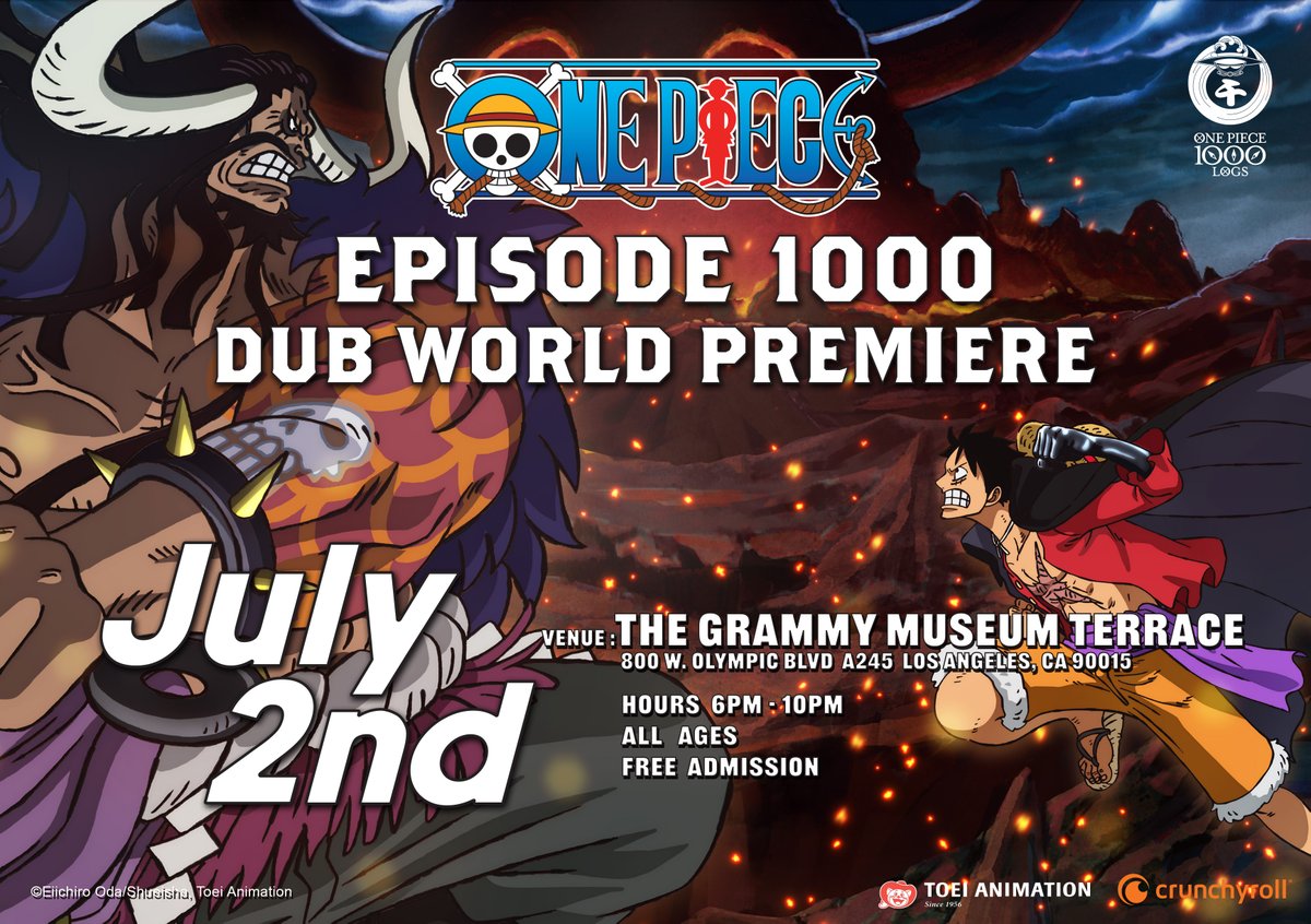 All the sights found from this past Sunday's #ONEPIECE Episode 1000 Dub  World Premiere at the Grammy Museum Terrace in Los Angeles!…