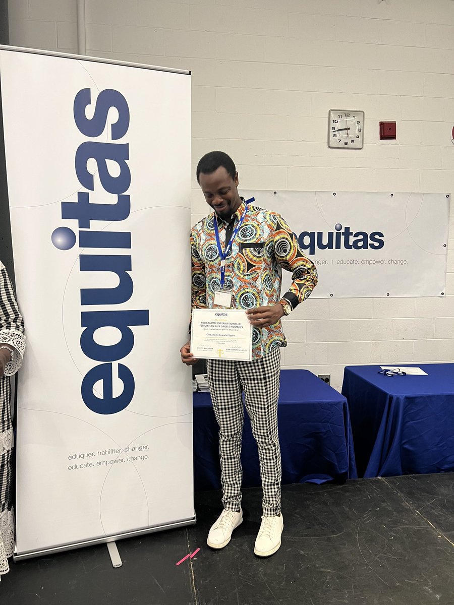 KamiFranckOBA1's tweet photo. Certifié Éducateur aux droits humains par @EquitasIntl , j’ai tout ce qu’il me faut pour mes belles aventures dans le changement social basé sur l’approche participative, une des principales méthodes d’apprentissage social 
@EquitasIntl 
@EgidesAlliance 
@ISDAOSankofa https://t.co/tKF95en31Y