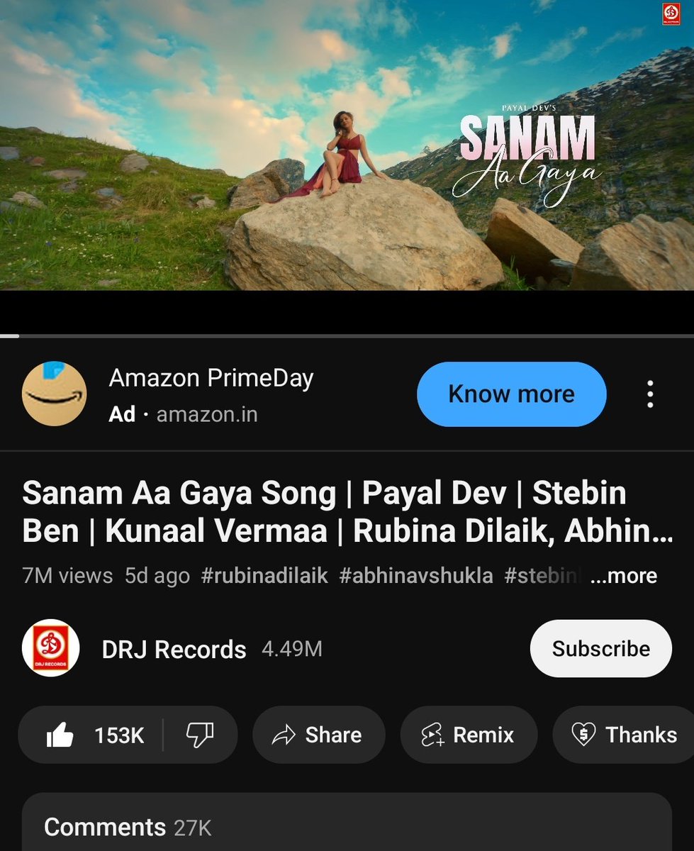 Rubina_OFC_'s tweet photo. 7 Million views crossed ⬆️ keep streaming 

#SanamAaGaya || #RubinaDilaik https://t.co/Y8BVZe0mwP