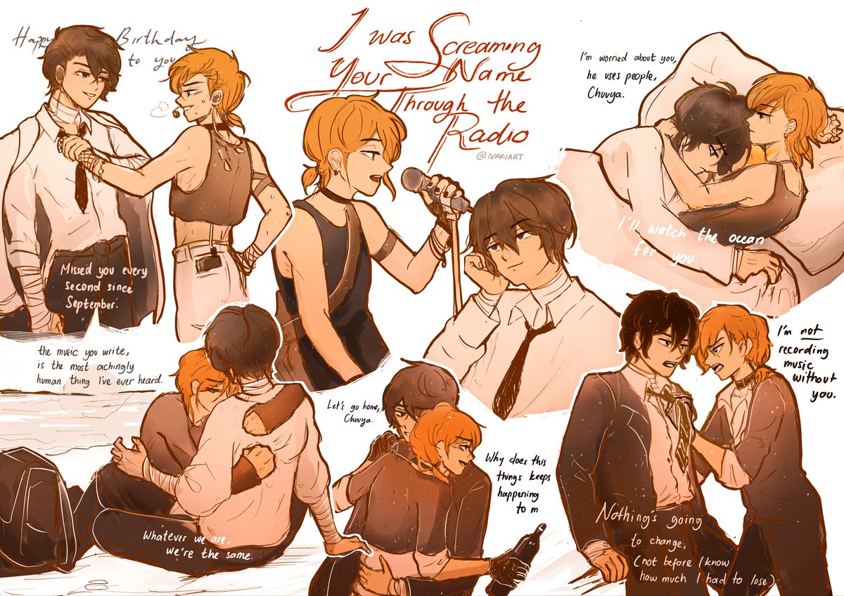 “because half the songs I write still start out as duets.”

(iwsynttr sketch dump)

 #skk #dachuu #soukoku #bsd #双黑 #太中 #bungostraydogs