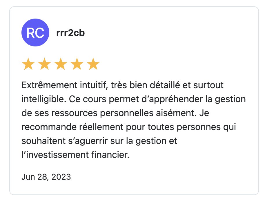 Beaucoup de gens ne savent pas par où commencer pour investir.
 
C'est pour ça que j'ai crée Wallet+. 

Apprenez ce que l’école aurait dû vous apprendre à propos de l'argent 👇 romainwims.me/walletv3

50€ de réduction avec le code "DEBUTANT" jusqu'à minuit. Profitez-en !