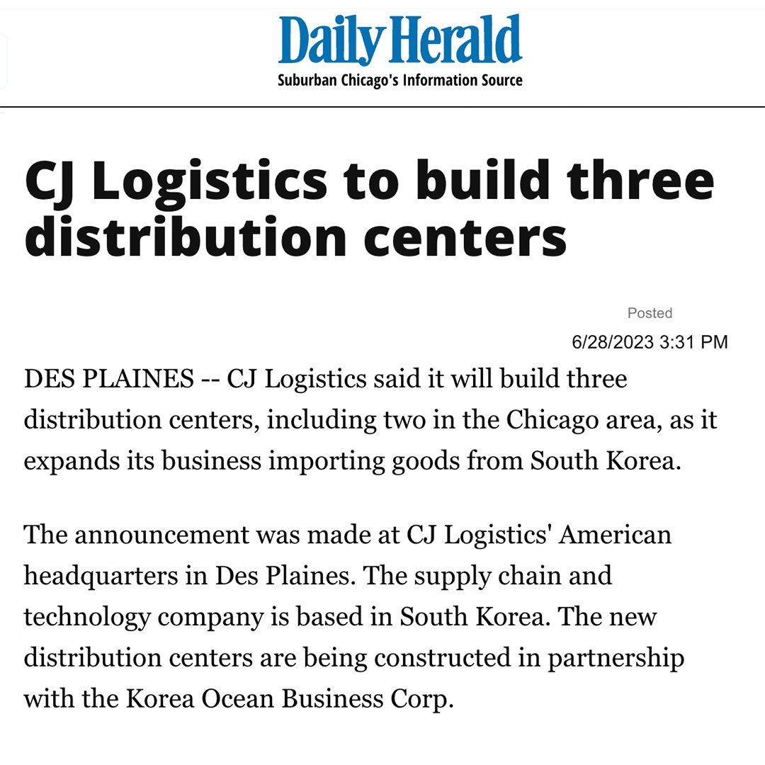 Governor JB Pritzker on Twitter "Have you heard? CJ Logistics will
