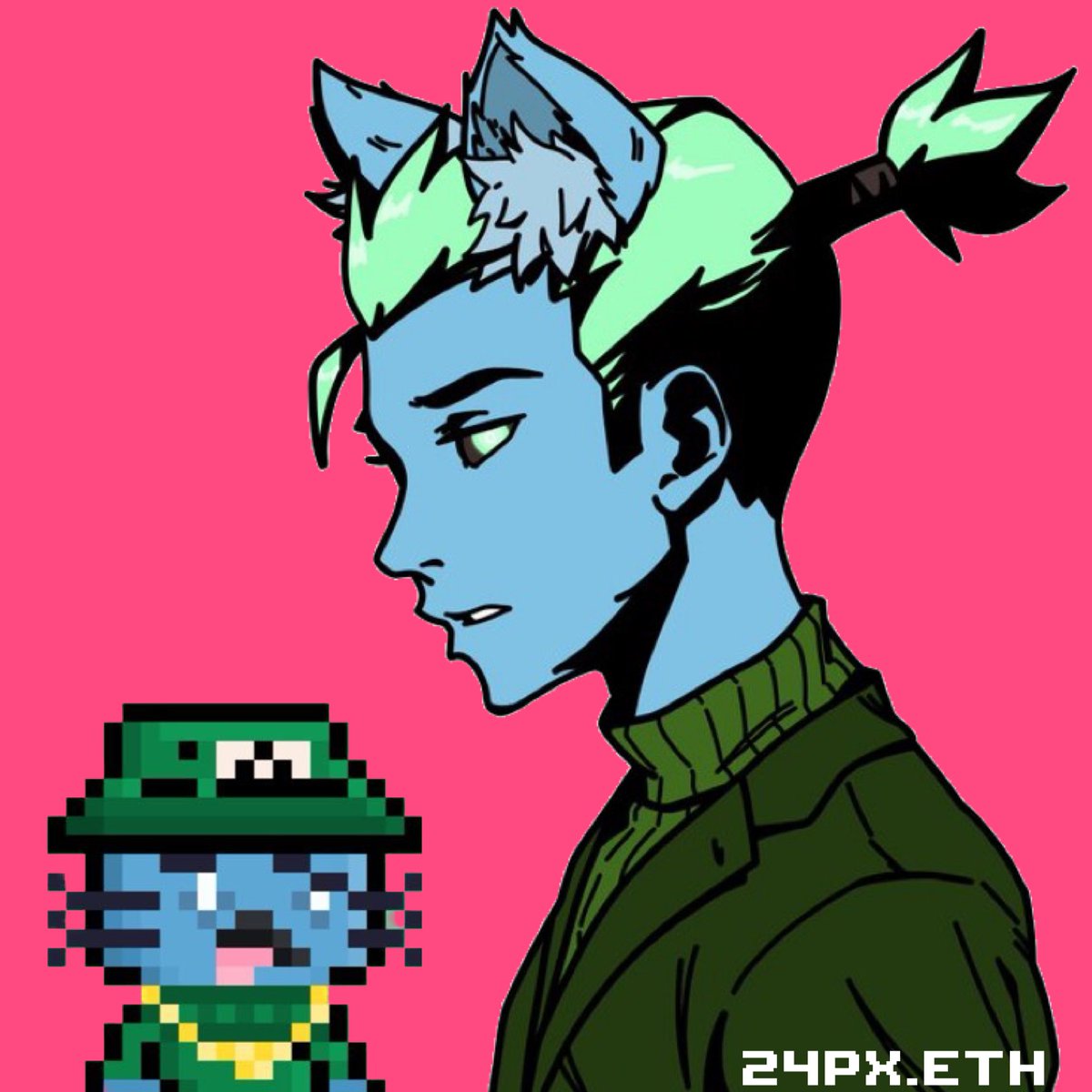 ImperialPoobah's tweet photo. Green sweaters never go out of style. #24pxOrigins #Azukis #ELEMENTALS https://t.co/zsRCqhZllr
