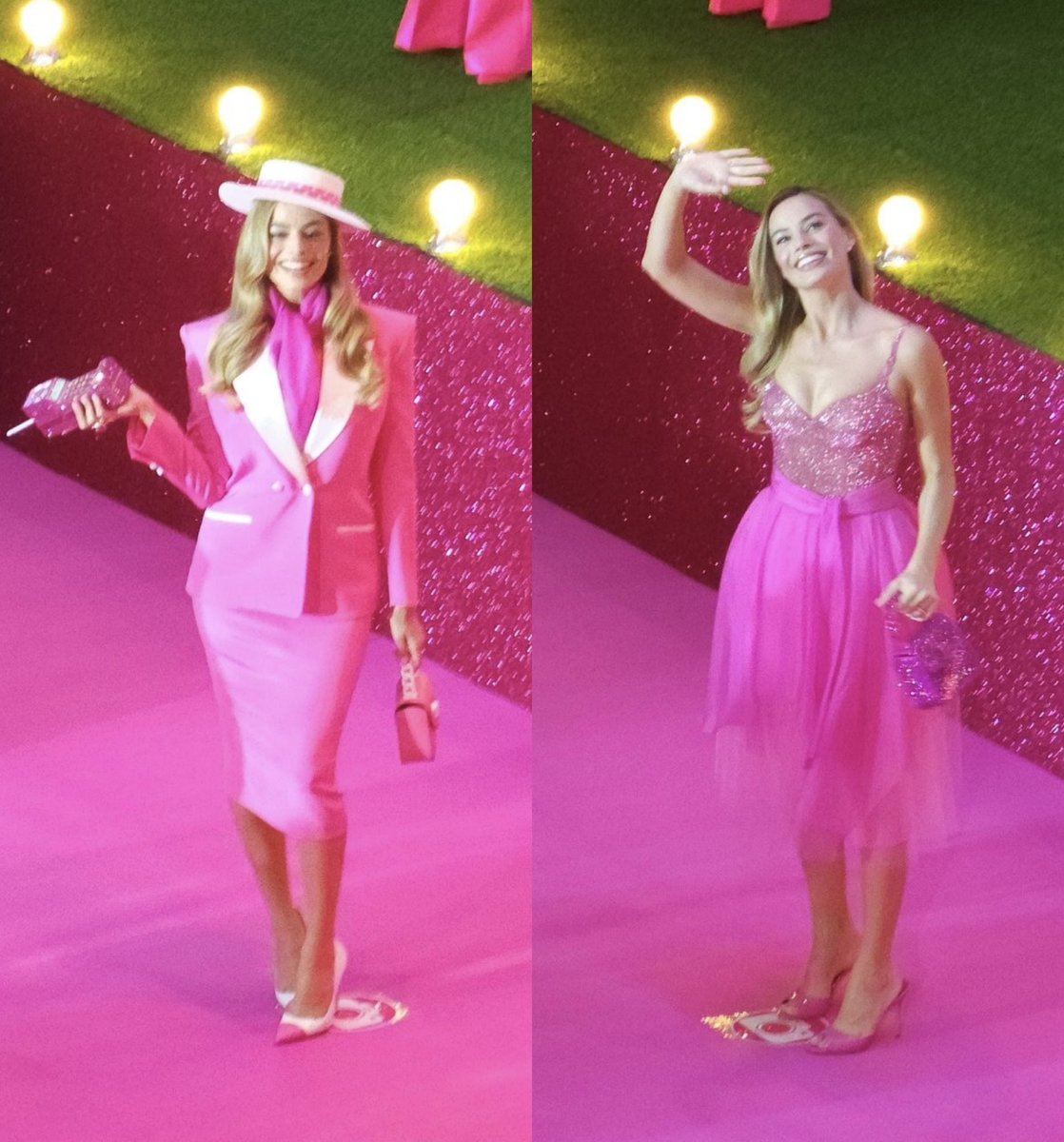InfoBarbieBR's tweet photo. Margot Robbie como a boneca Barbie 'day to night' para um evento de fãs em Seoul! 🩷 #Barbie https://t.co/KEOT0h7y8D