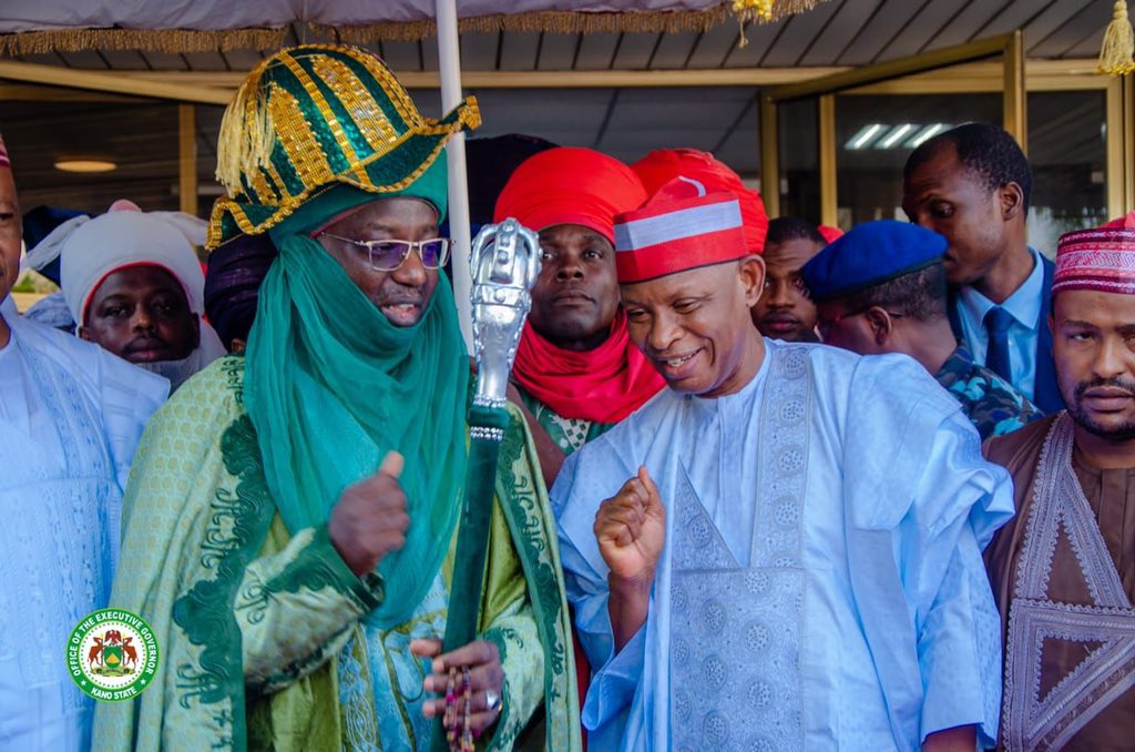 Kyusufabba's tweet photo. Today, we were honoured by the visit of His Royal Highness, Alhaji Aliyu Ibrahim, the Emir of Gaya, and members of the Gaya Emirate Council on Sallah homage. 

I used the occasion to assure the Emir and the public that the Hasiya Bayero Paediatric Hospital will be reopened for public use in a fortnight. - AKY