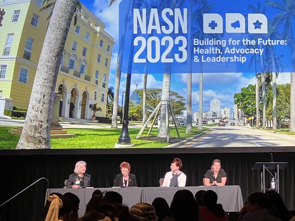 constanceRN17's tweet photo. Roadmap to Healthy Schools: school Nurses as School Leaders. Elizabeth Cook, Kimberly Gordon, and Louise Wilson answering questions from school nurses. #NASN2023 @school nurses https://t.co/C8sINHwkBt