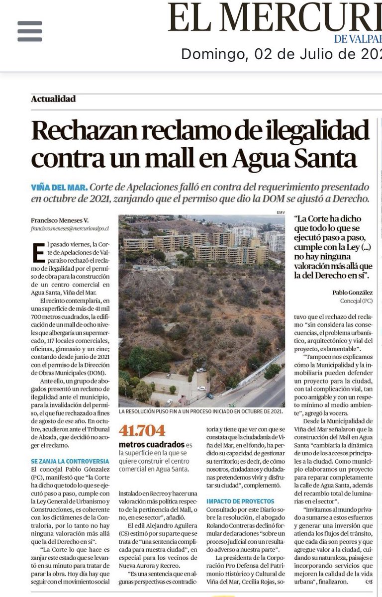 La construcción de un mall en la precaria bajada de Agua Santa en Viña del Mar ya no tiene trabas. La C.Suprema consideró la legalidad de la aprobación inicial pero no el feroz impacto vial que tendrá. Se anuncia el caos.