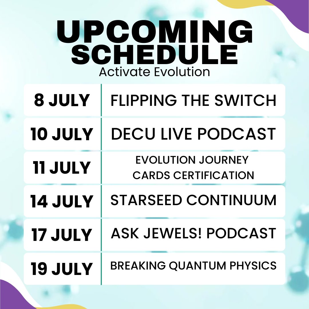 Activate_Evo's tweet photo. Hello beautiful community! Here is the upcoming schedule for Activate Evolution! Check out the calendar on https://t.co/k5MFHZzQYc for more information! There are many workshops, live calls, podcasts, and courses to activate YOUR evolution.
[Links in bio] https://t.co/1i9udFE7wl