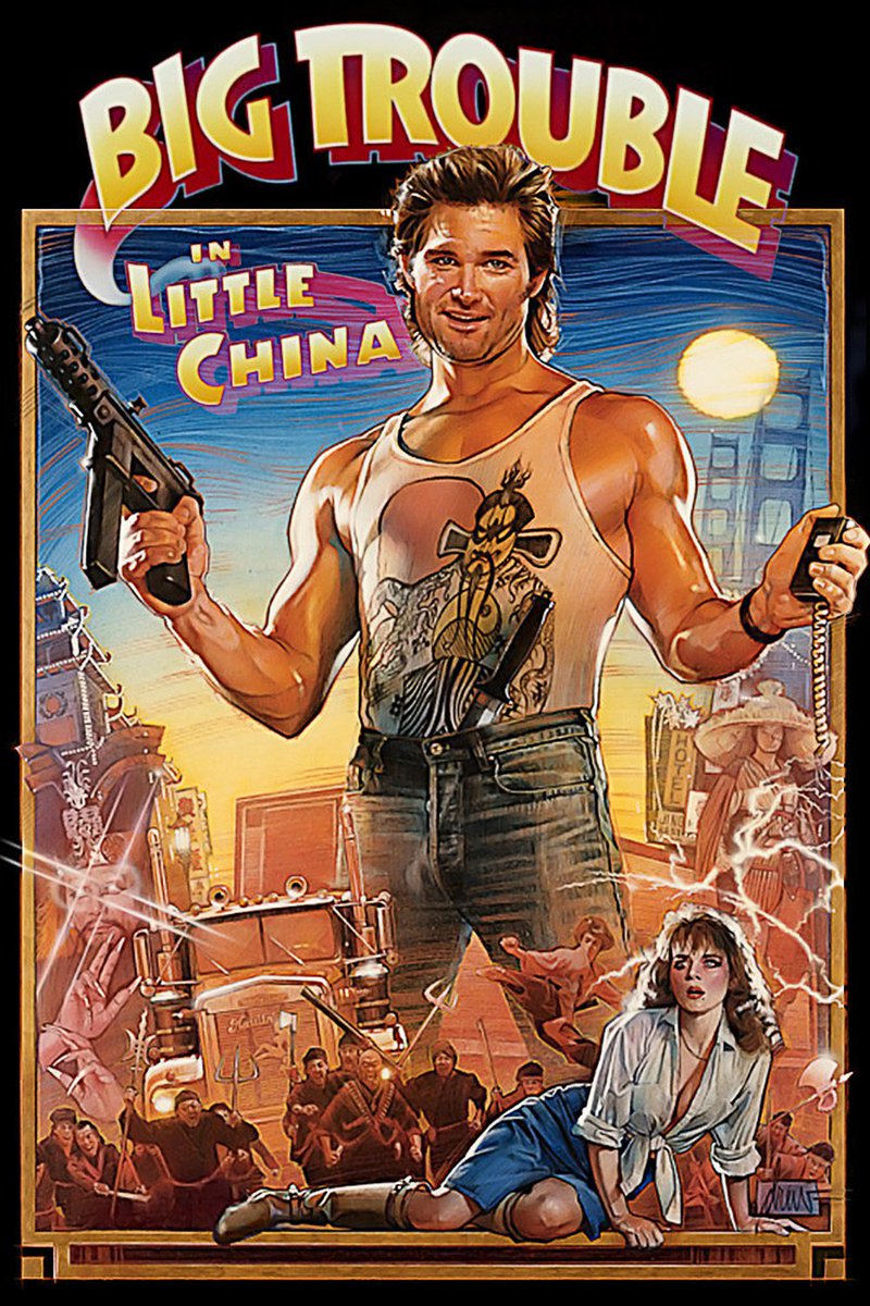 landofthe80s's tweet photo. “Big Trouble in Little China" starring Kurt Russell and Kim Cattrall debuted in theatres today in 1986. #80s #80smovies #1980s https://t.co/IBKzRUkrnP