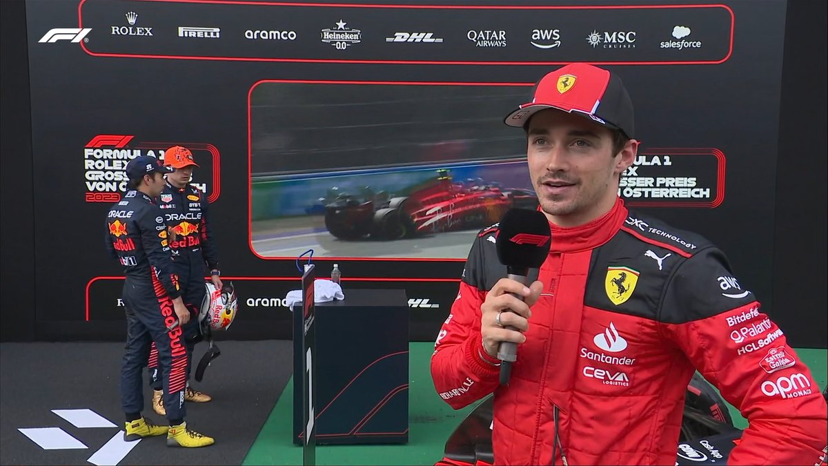 F1's tweet photo. CHARLES: "I think Friday and today we have maximised what we have really. It's good to be back on the podium"

#AustrianGP #F1 https://t.co/C565pybe9K