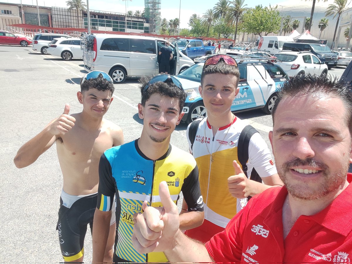 CCLaPalmaCT's tweet photo. 🇪🇸 #CEJuniorCartagena23 

😎 Contentos con la actuación de nuestros chicos en la prueba en Ruta Junior Masculina de los Campeonatos de España disputados en casa. 

📊 Resultados: 
11º José Carlos Suárez 
12º Juan @pujalte22
DNF Alberto González abandona tras una caída https://t.co/kKBYzrvGvU