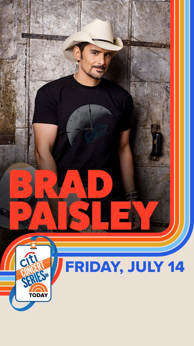 🎤 <a href="/BradPaisley/">Brad Paisley</a> is Brad Paisley is performing live on TODAY on July 14!

Here's what you need to know: on.today.com/3NWs8Dv