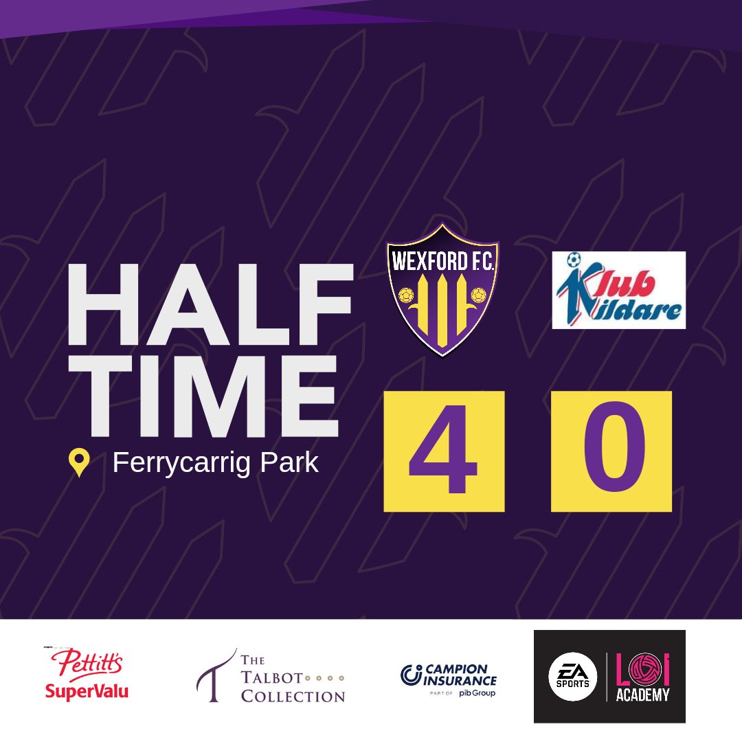 U19 | And that's the half!  Dominant start by the Wexford U19s, two goals each from Evan Farrell and Sean Fitzpatrick!