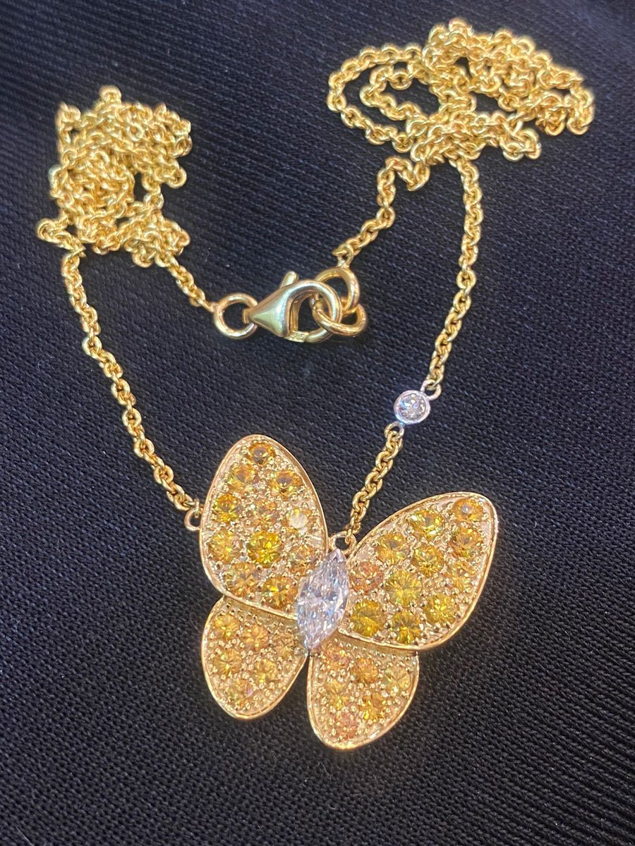 jishajewels's tweet photo. "Mesmerizing Beauty: Butterfly Necklace Adorned with Sapphires and Diamonds" https://t.co/n3CinxiFhH