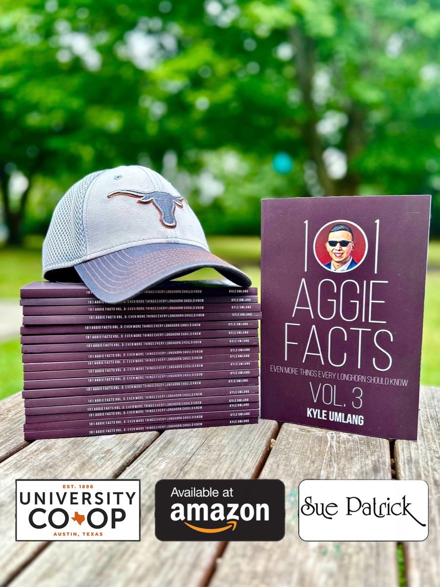 kyleumlang's tweet photo. Introducing Amazon's next Best Seller:
101 Aggie Facts, Vol. 3: Even More Things Every Longhorn Should Know
๐ - https://t.co/R2t7Z3a6YT
#MrDataCFB #AggieFactThursday
#ThisIsTexas #HookEm ๐ค๐ฝ https://t.co/ogDgz7S2mH