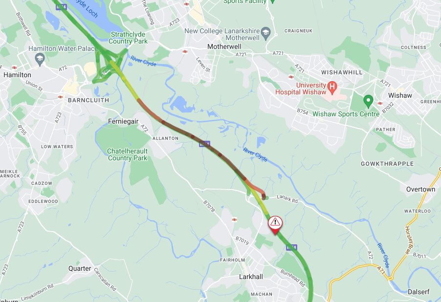trafficscotland's tweet photo. UPDATE β β 15:55
#M74 Allanton
Current delays of 14 minutes Southbound due to a collision
The Southbound off-slip at Junction 7 is currently βCLOSEDβ
Use our #RouteChecker π£οΈ to plan an Alt Route: https://t.co/iuCdf8QzDP
@SWTrunkRoads https://t.co/cUCaNzVVNp