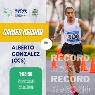 El #Atletismo en #SanSalvador2023 comienza  con récord para la competencia en la media maratón.
El guatemalteco Alberto González, bajo la bandera de #CentroCaribeSports, estableció nueva marca para la competición en su modalidad masculina, al ganar con tiempo de 1:03:50.