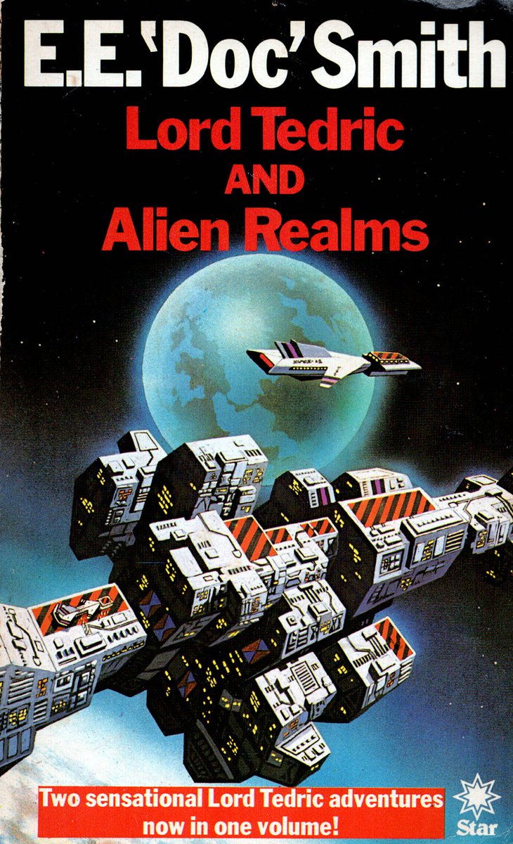 mavmaramis's tweet photo. E. E. 'Doc' Smith, Lord Tedric and Alien Realms, Star, 1980. Cover uncredited. Omnibs of two earlir Star editions bound together with separate copyright & title pages/pagination & ISBNs. #Star #LordTedric #AlienRealms @thatsgoodweb @afrocosmist @retroscifiart @doberes https://t.co/xQQdMgAgrd