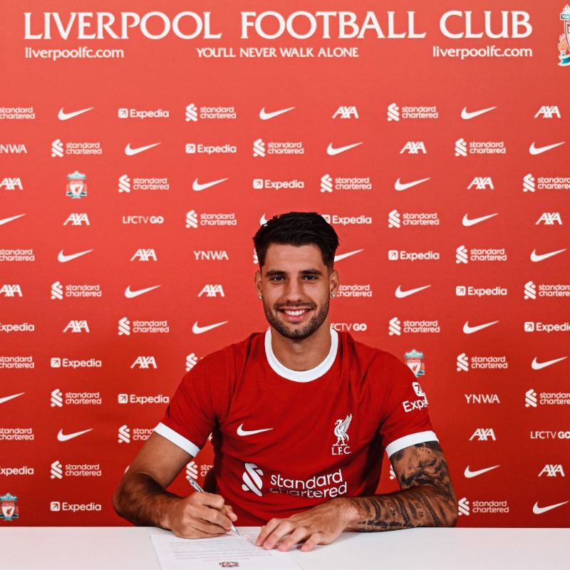 LFC's tweet photo. We have completed the signing of Dominik Szoboszlai from RB Leipzig, subject to a work permit ✍️🔴