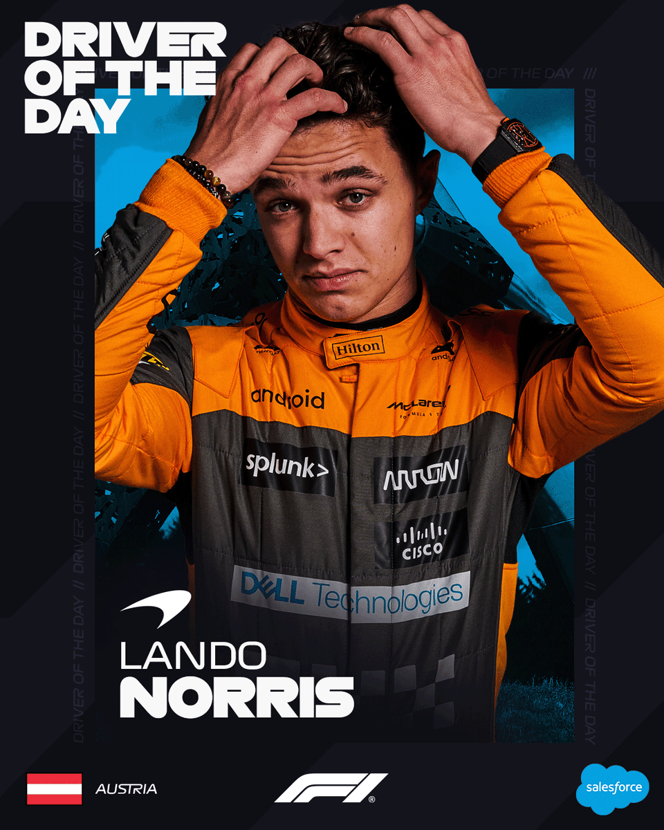 Lando Norris is your Driver of the Day in Austria! 🎉

A mighty performance for the <a href="/McLarenF1/">McLaren Mastercard Formula 1 Team</a> driver 👊

#AustrianGP #F1 <a href="/salesforce/">Salesforce</a> <a href="/LandoNorris/">Lando Norris</a>