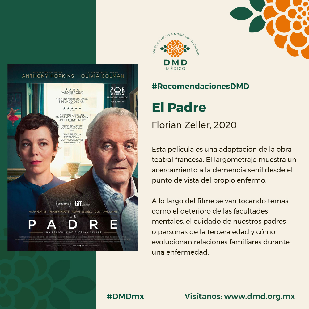 DMD_MX's tweet photo. #RecomendacionesDMD El padre (Florian Zeller, 2020) Una película que habla sobre la demencia senil, pero que nos permite observar lo que está ocurriendo desde la perspectiva de la persona que está perdiendo la memoria. Encuéntrala en @NetflixLAT https://t.co/spYrKPEzCC