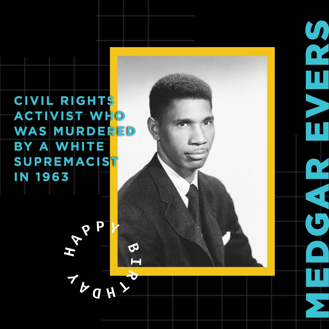 michigan_voices's tweet photo. Today is the birthday of Medgar Evers, a civil rights activist who was murdered by a white supremacist in 1963, and the birthday of Thurgood Marshall, a civil rights lawyer who was the first African-American Supreme Court justice. He served from 1967-1991 and died in 1993. https://t.co/OAnhxvcqcv