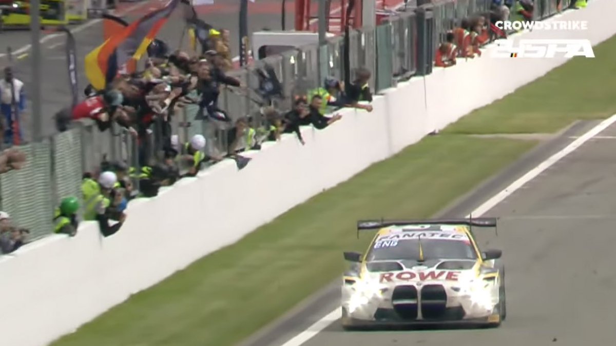 ROWE WIN SPA 24 🇧🇪 🏆

A brilliant run from Yelloly/Wittmann/Eng sees BMW claim their first #Spa24 win since 2018.

Here’s the class winners:

⬜️98 ROWE Racing - 537 Laps
🟨5 Optimum Motors. - 536L
🟫20 Huber Motors. - 535L
🟦85 Grasser Racing - 534L
🟥75 SunEnergy1 - 533L
