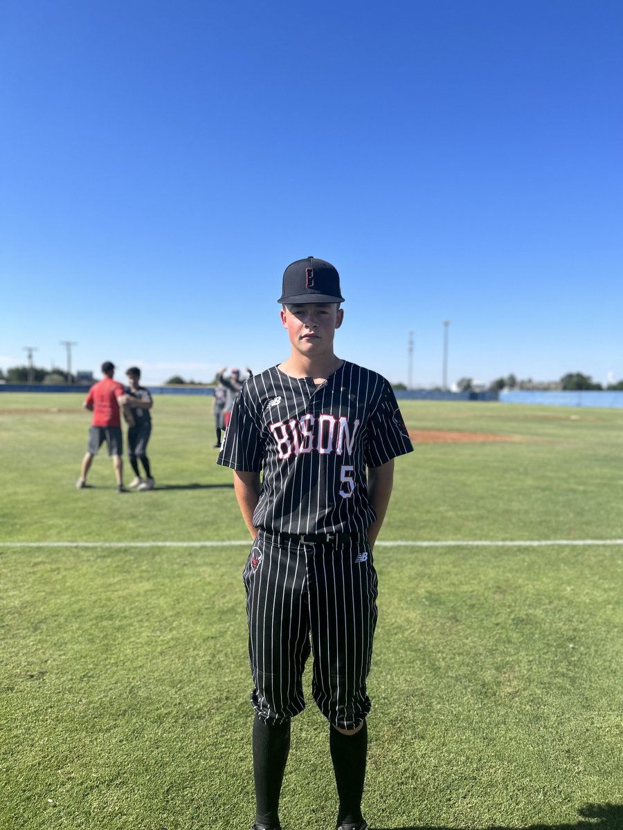FiveToolTexas's tweet photo. F: Bison Baseball Hillis 10, TBA 2027 3
PoG: Cooper Stegall 7 IP, 9K, 0 BB
Hitter: @Raulpnt50 2-2, 2B, 3 RBI, 2 BB, SB
Hitter: Cameron VanHorn3-4, 2B, RBI , 2R
Notable: Jaxton Pond 3-3, 3B, 2 RBI https://t.co/VNBXitBass