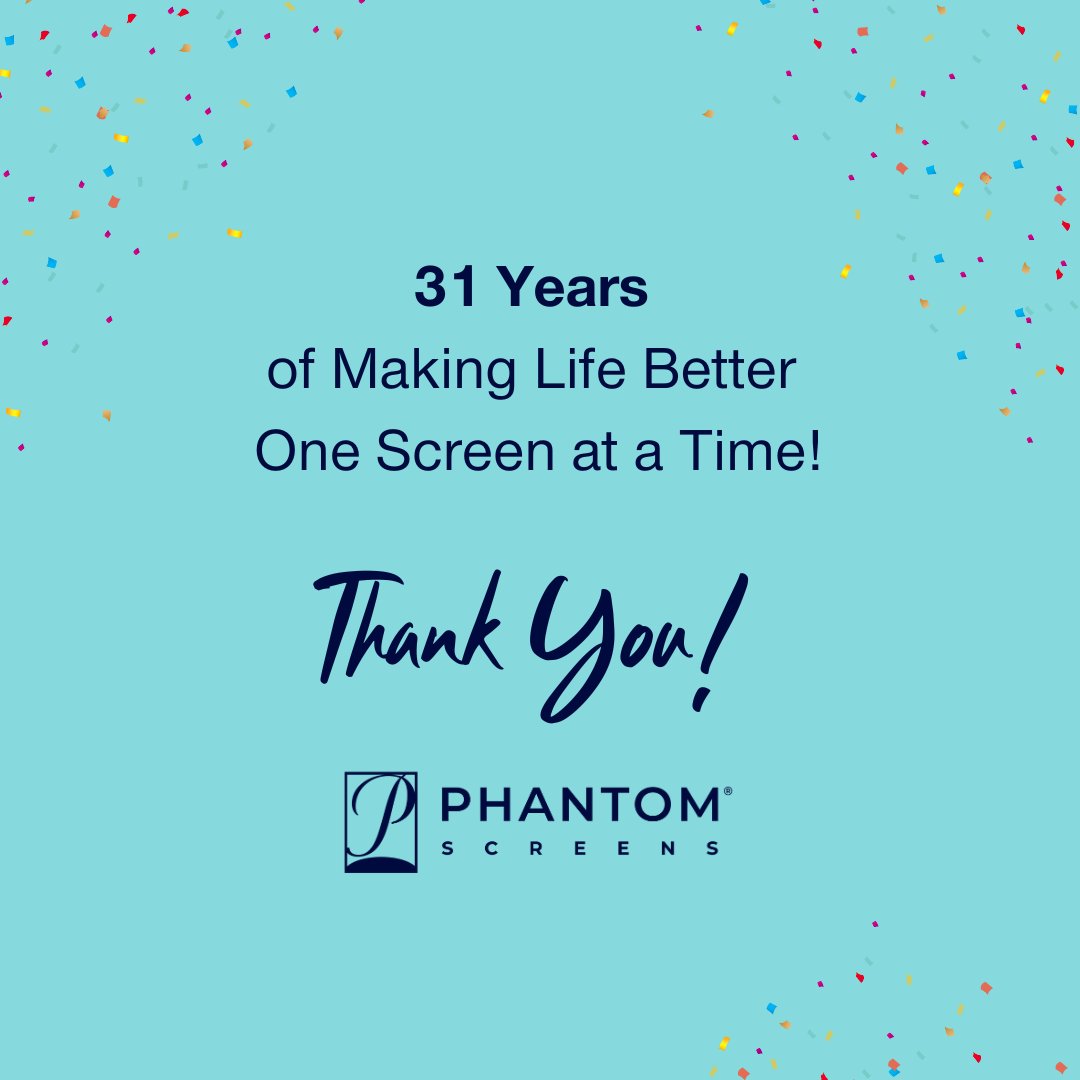 phantom_screens's tweet photo. It's our birthday!🥳 We're celebrating 31 years of hard work, amazing people and delivering fresh air.

Time flies when you’re having fun, and it’s been an absolute blast. Here’s to many more years of making lives better together!

#BirthdayCelebration #PhantomScreens https://t.co/zgWD23JcrR