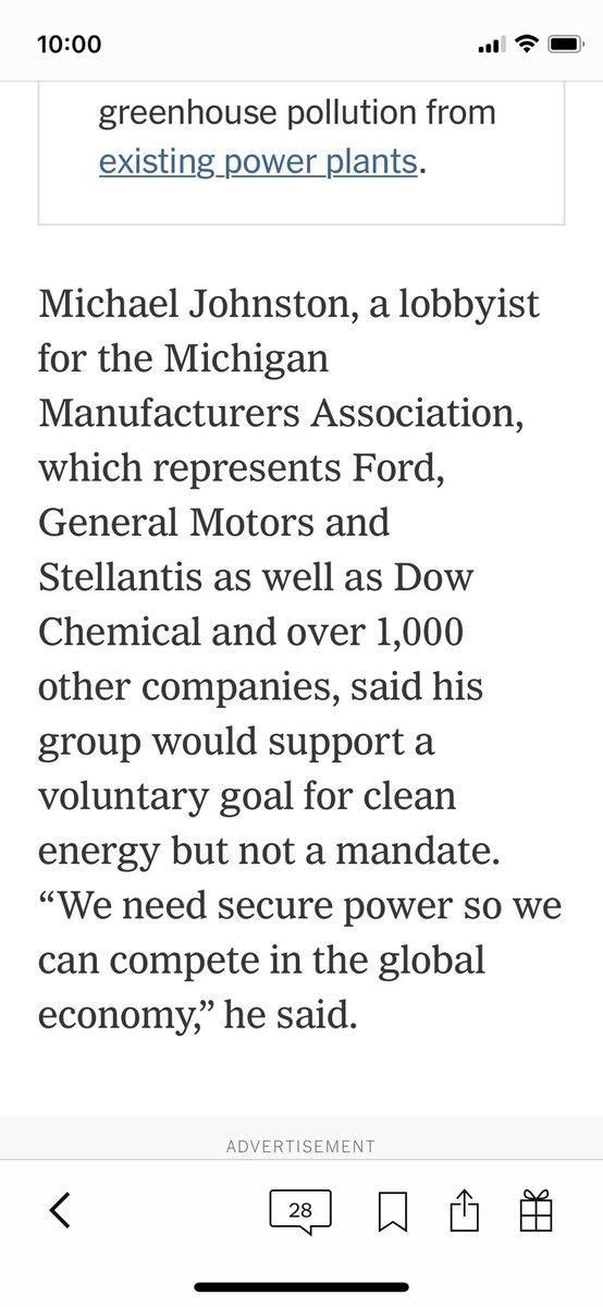 Very welcome. Also clear from this NYT article on #mihealthyclimate that mandates are necessary to help ordinary people while ‘voluntary goals’ are about making the rich richer.