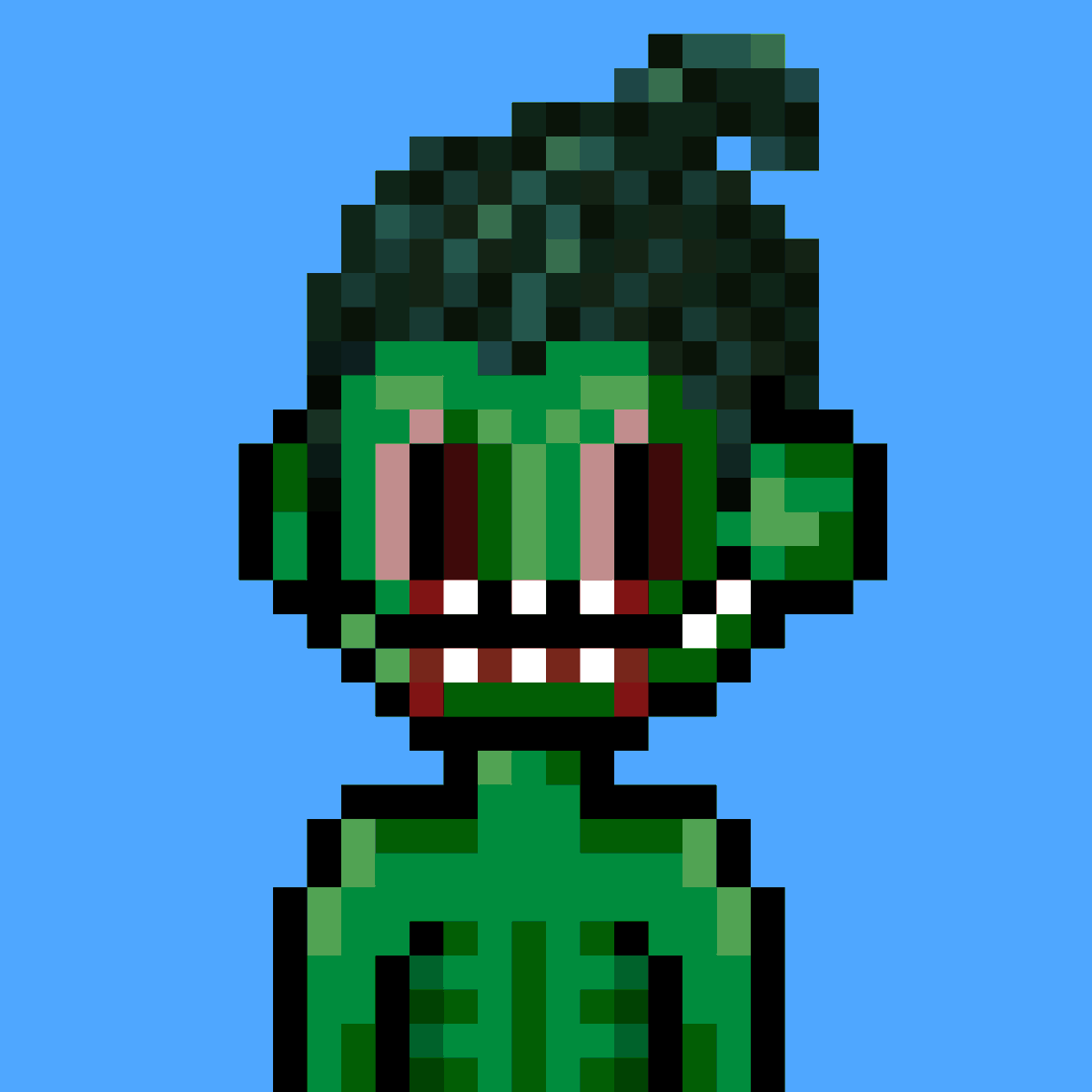 Introducing one of our naked body characters, adorned by the vivid hues of a green monster. 🧌

A striking embodiment of untamed power and primal beauty. 

#oppies #pixelart