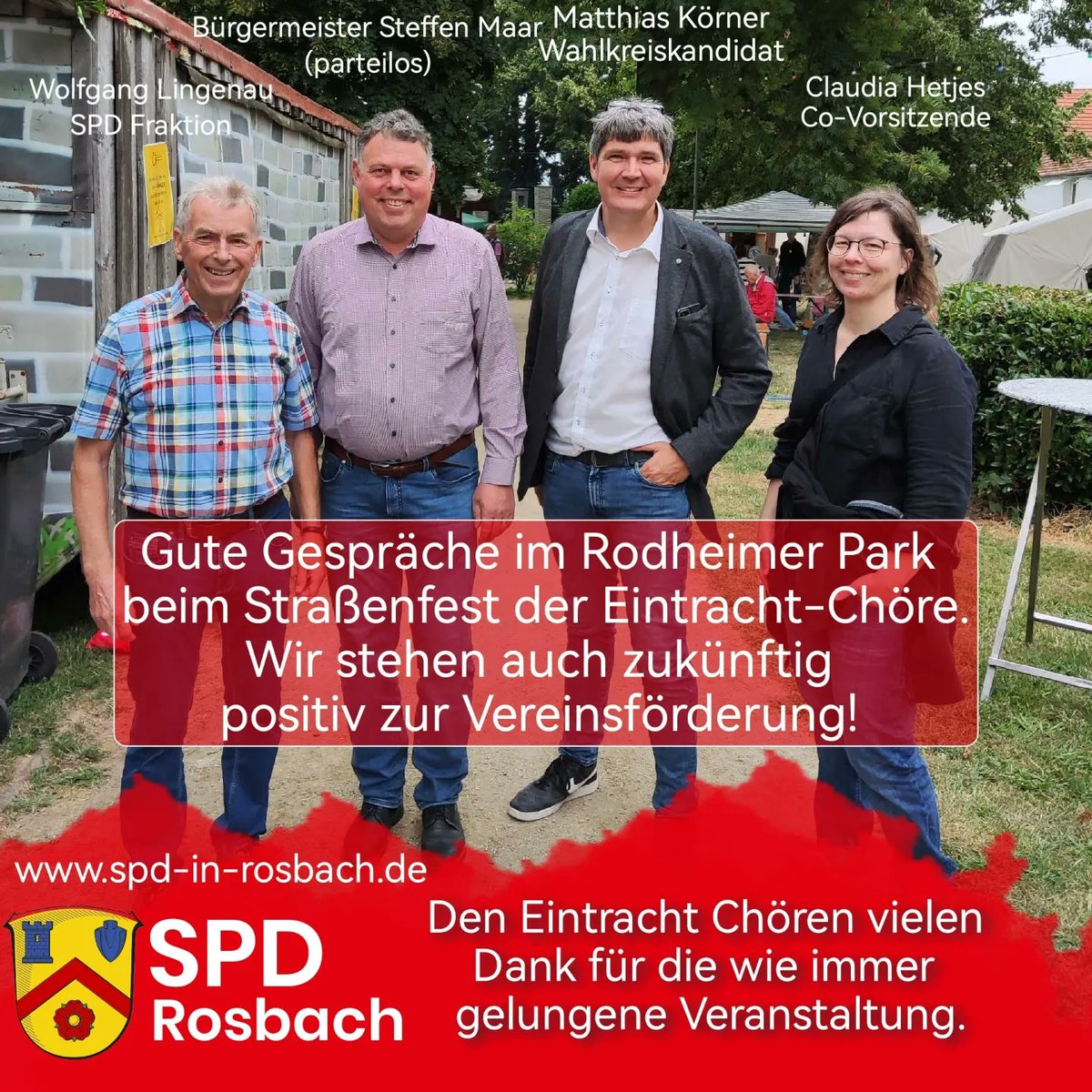 SPDRosbach's tweet photo. Am Samstag hat die #SPD #Rosbach mit #matthiaskörner (#Wahlkreiskandidat für den #hessischerlandtag) das #strassenfest im #Rodheimer #Park sowie das #Burgfest an der #Wasserburg #NiederRosbach besucht und hatte die Gelegheit sich im lockeren Rahmen mit #bürgermeister   #maar.... https://t.co/LZBWPTEV9w
