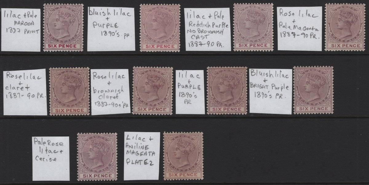 Just got these Lagos (Nigeria) stamps, all slightly different, Six Pence Queen Victora, 1887 - 1890's printings, watermark Crown and CA, Perf 14 comb, last stamp is from plate 2.
Scott 27 and 28 SG 35 and 35a