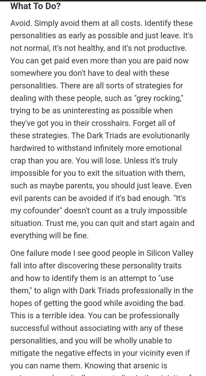 📑 "The most overlooked skill for technical people in Silicon Valley is the ability to detect and avoid Dark Triad personalities."

👇 This article is *so, so good*:

xander.ai/on-dark-triads…